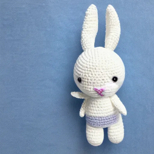 Image similar to cute crocheted plush toy of a white bunny