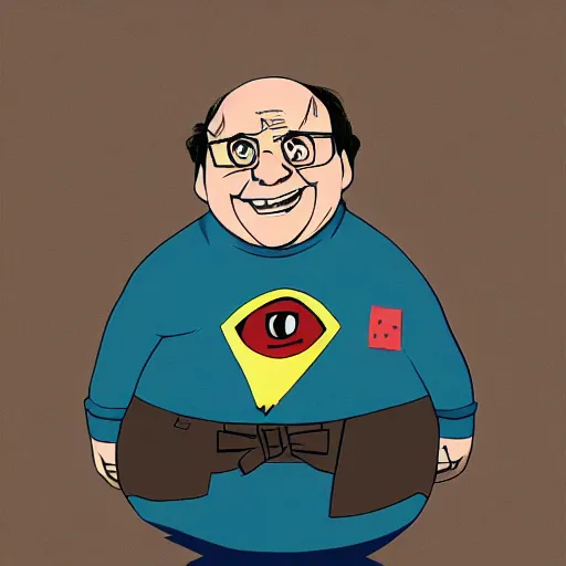 Image similar to danny devito as a character in the kids tv show gravity falls, trending on artstation