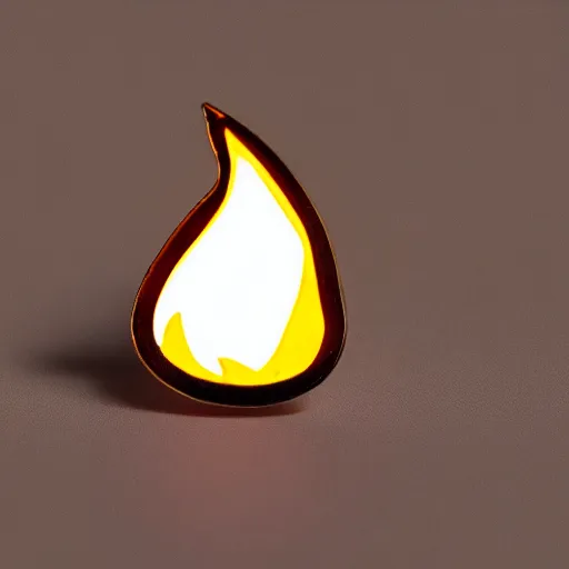 Image similar to a photo of a retro minimalistic plain fire flames enamel pin, studio lighting, behance