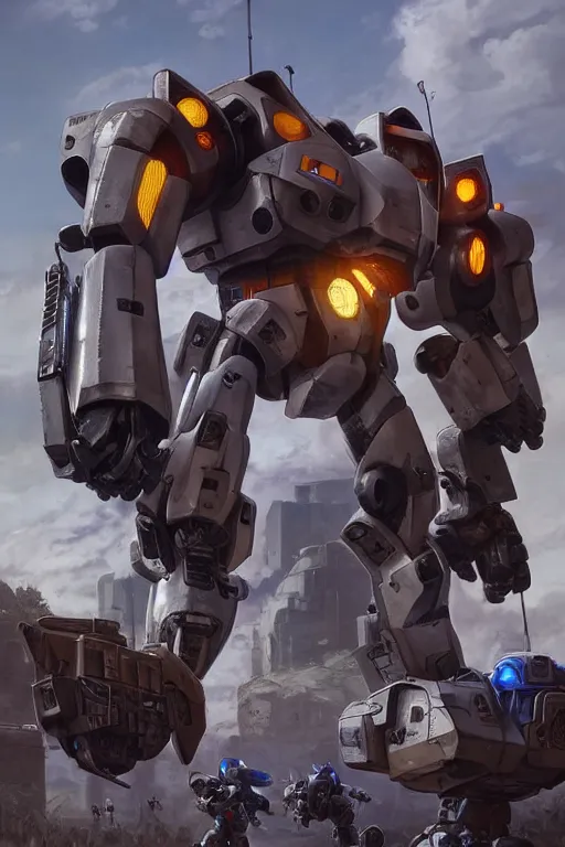 Image similar to mechwarrior 5 : mercenaries mech megaman transformer robot boss tank engine game octane render, 4 k, hd 2 0 2 2 3 d cgi rtx hdr style chrome reflexion glow fanart, global illumination ray tracing hdr fanart arstation by ian pesty by jesper ejsing pixar and disney unreal zbrush central hardmesh