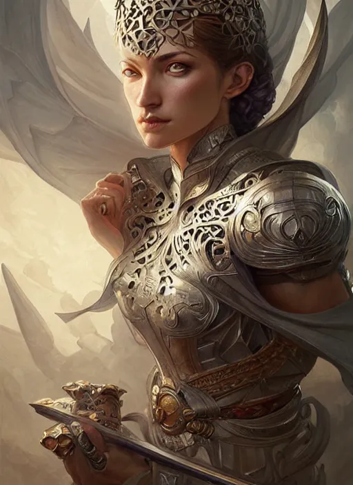 Image similar to Muscular and powerful medieval knight portrait, art nouveau, fantasy, intricate flower designs, elegant, highly detailed, sharp focus, art by Artgerm and Greg Rutkowski