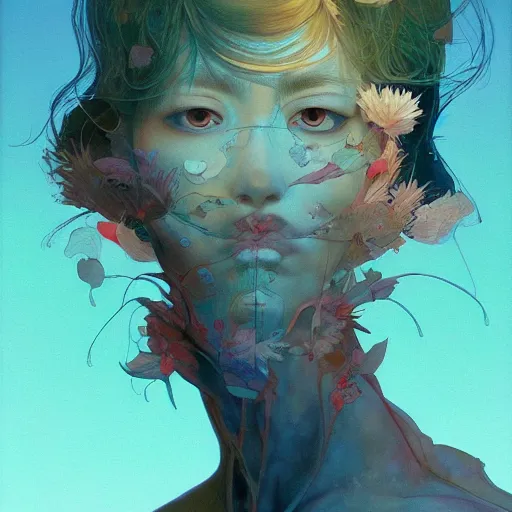 Image similar to prompt : folklore portrait soft light painted by james jean and katsuhiro otomo and erik jones, inspired by evangeleon anime, smooth face feature, intricate oil painting, high detail illustration, sharp high detail, manga and anime 1 9 9 0