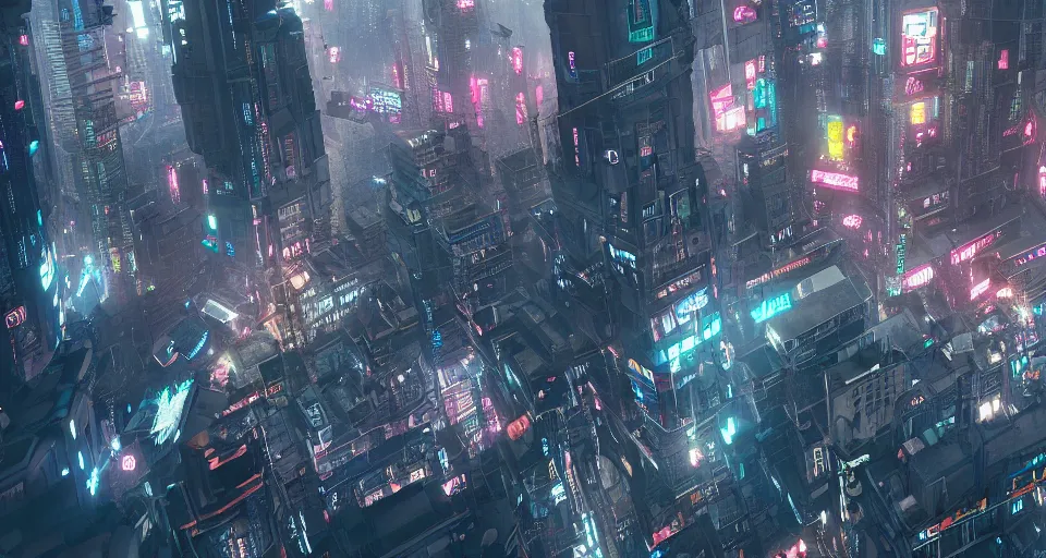 Prompt: city center of a cyberpunk city, intricate artwork by tooth wu and wlop and beeple, octane render, hyper realism, 8 k