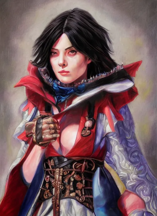 Prompt: miriam from bloodstained, portrait, oil painting, detailed