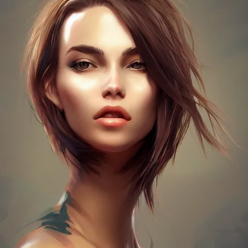 Image similar to a beautiful woman with smooth face and smooth jawline, artstation, digital art, detailed, sharp