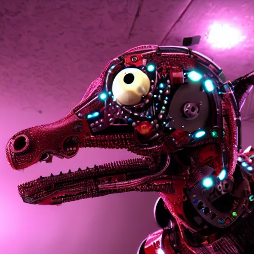 Prompt: a realistic robotic dragongly , industrial, rave, psycodelic, UHD,