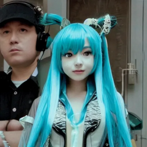 Image similar to a live - action still of hatsune miku in the sopranos ( 1 9 9 7 )