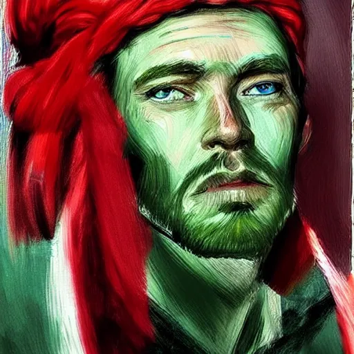 Prompt: !!!!! peter o'toole!!!!!, messy green hair, white face, red lips, portrait, detailed, realistic, concept art, ( ( ( ( ( lawrence of arabia ) ) ) ) )