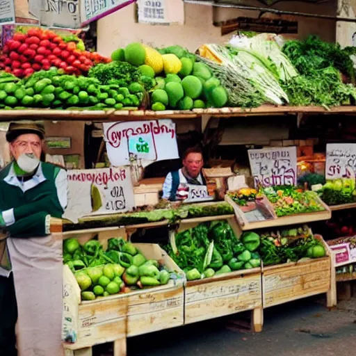 Image similar to greengrocer with a sign that says counter strike