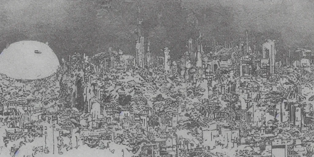 Image similar to a close - up grainy risograph, matte painting of a scene from the terminator doomsday atomic explosion by moebius and lehr paul