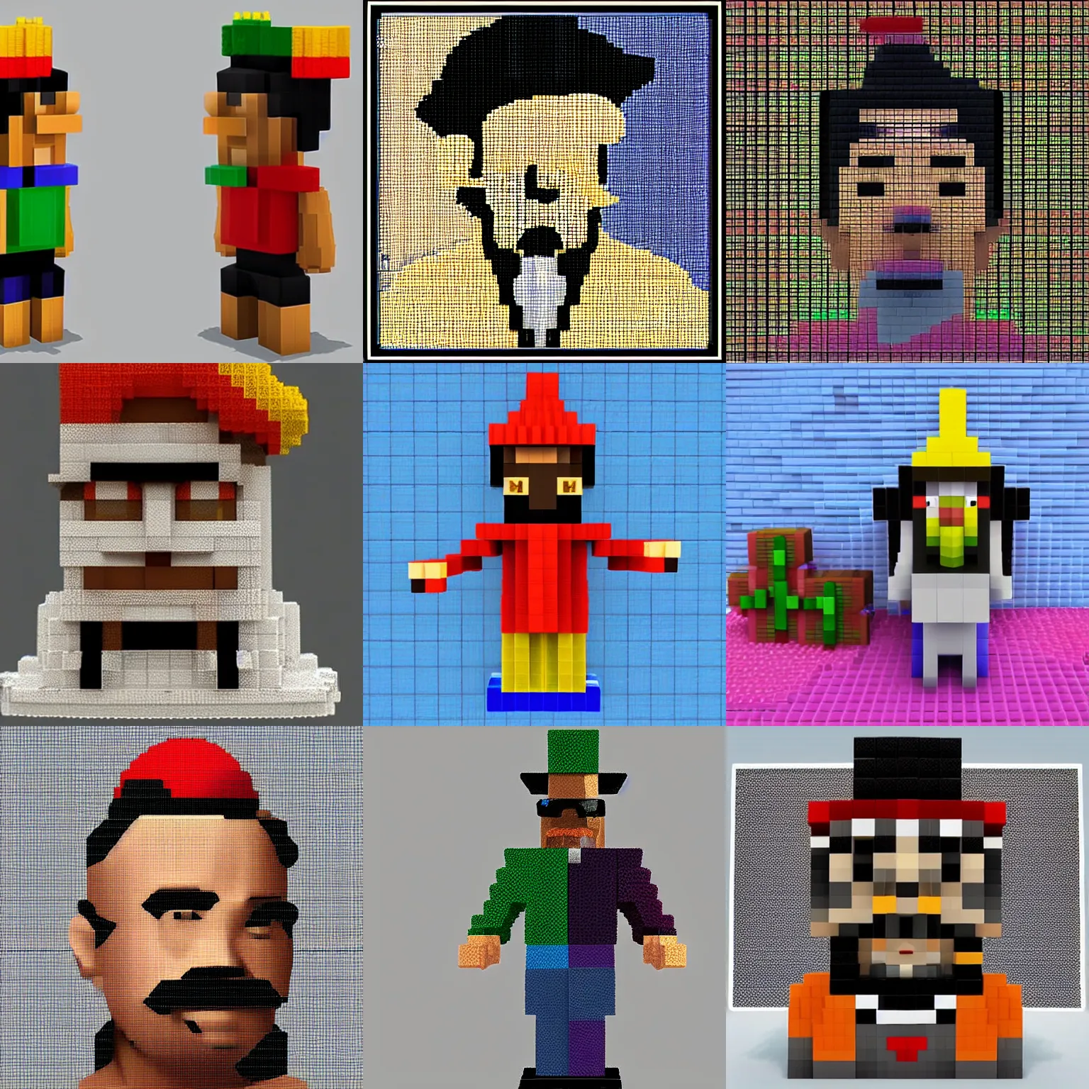 Prompt: voxel art, #voxel, #art , A spanish man with a funny hat