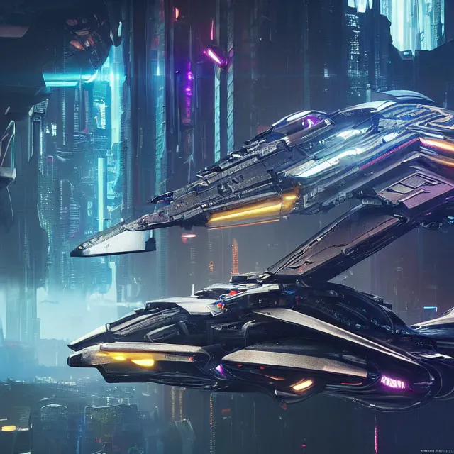 Image similar to ( cyberpunk 2 0 7 7, bladerunner 2 0 4 9 ) scientists creating an artificial alien highly detailed futuristic biomechanical thick smooth quad wing combat spaceship in their spaceship lab, hyper realistic, highly detailed, sharp focus, depth of field, photography, natural light,, ultra detailed, photorealistic, by brian sum and annie leibowitz, - t