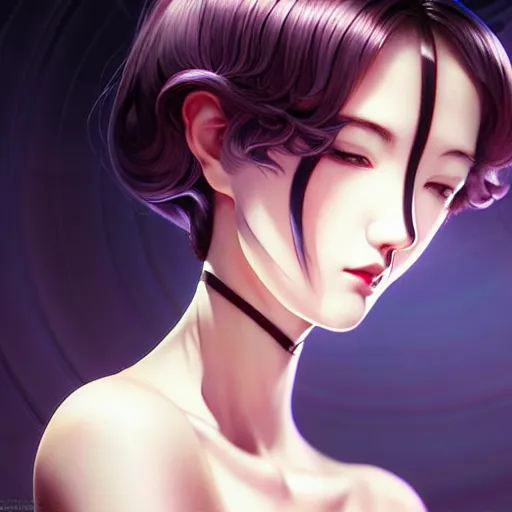 Prompt: film still cute demented woman watches her soul drift away short silky hair velvet film occlusion shadow specular reflection rim light unreal engine artstation pinterest art by hiroaki samura range murata and ilya kuvshinov intricate highly detailed 8 k art deco illustration realistic highdef ornate baroque roccoco extremely beautiful shape of face neck shoulders eyes glass