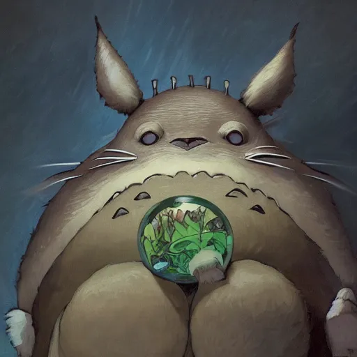 Image similar to portrait of a totoro woman, detailed, centered, digital painting, artstation, concept art, studio ghibli, donato giancola, Joseph Christian Leyendecker, WLOP, Boris Vallejo, Breathtaking, 8k resolution, extremely detailed, beautiful, establishing shot, artistic, hyperrealistic, beautiful face, octane render