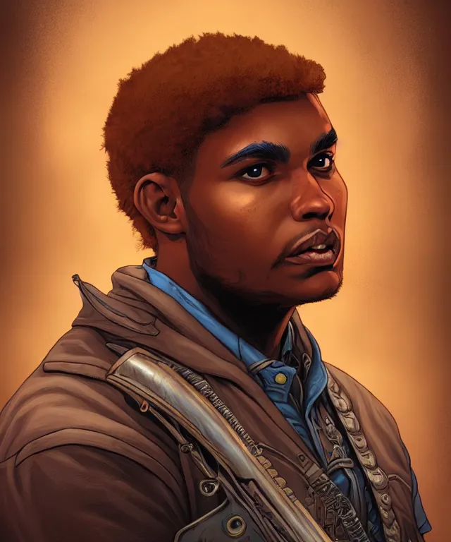 Prompt: fantasy comic style portrait of young charles barkley as a gunslinger, digital illustration by ken taylor and sana takeda, hd, 4 k, intricate, highly detailed!!, character design, cover art, award winning