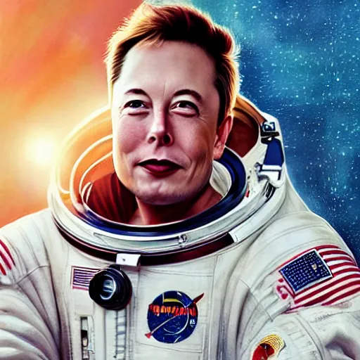 Image similar to a portrait of elon musk as an astronaut in mars, vogue magazine cover, highly detailed