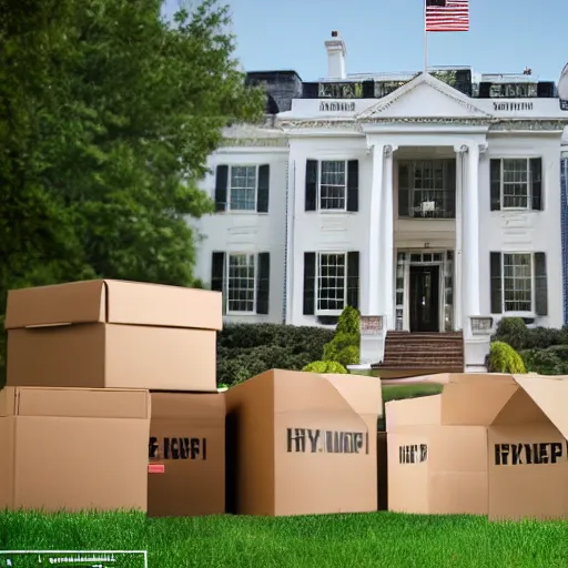 Image similar to FBI remove boxes at Donald Trumps house, hyper realistic photography, 8k,