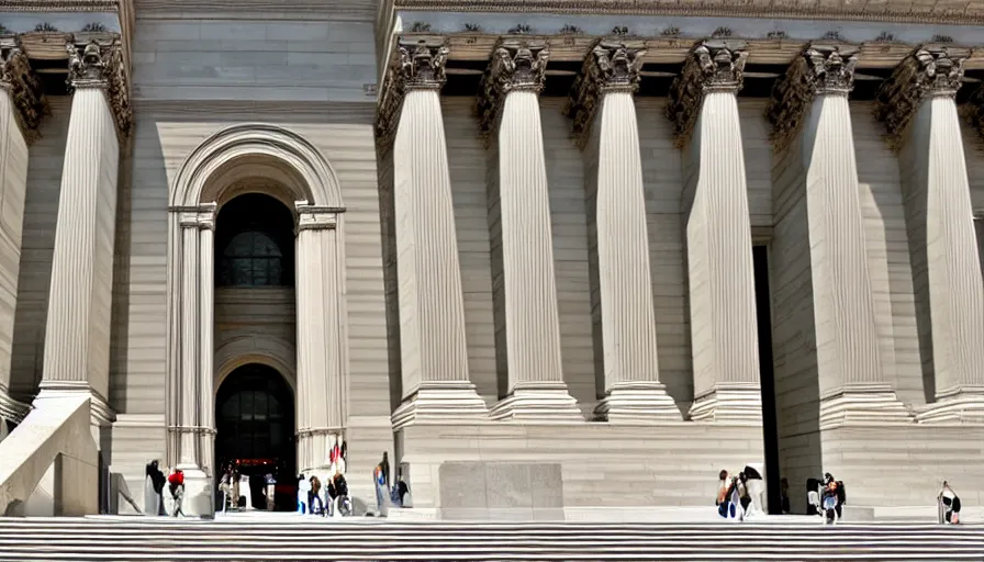 Prompt: metropolitan museum of art, art gallery, realism, extreme detail, marble, stone, symmetrical composition