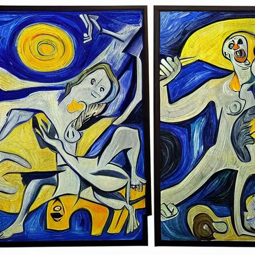 Image similar to guernica painting in the style of van gogh, 4 k