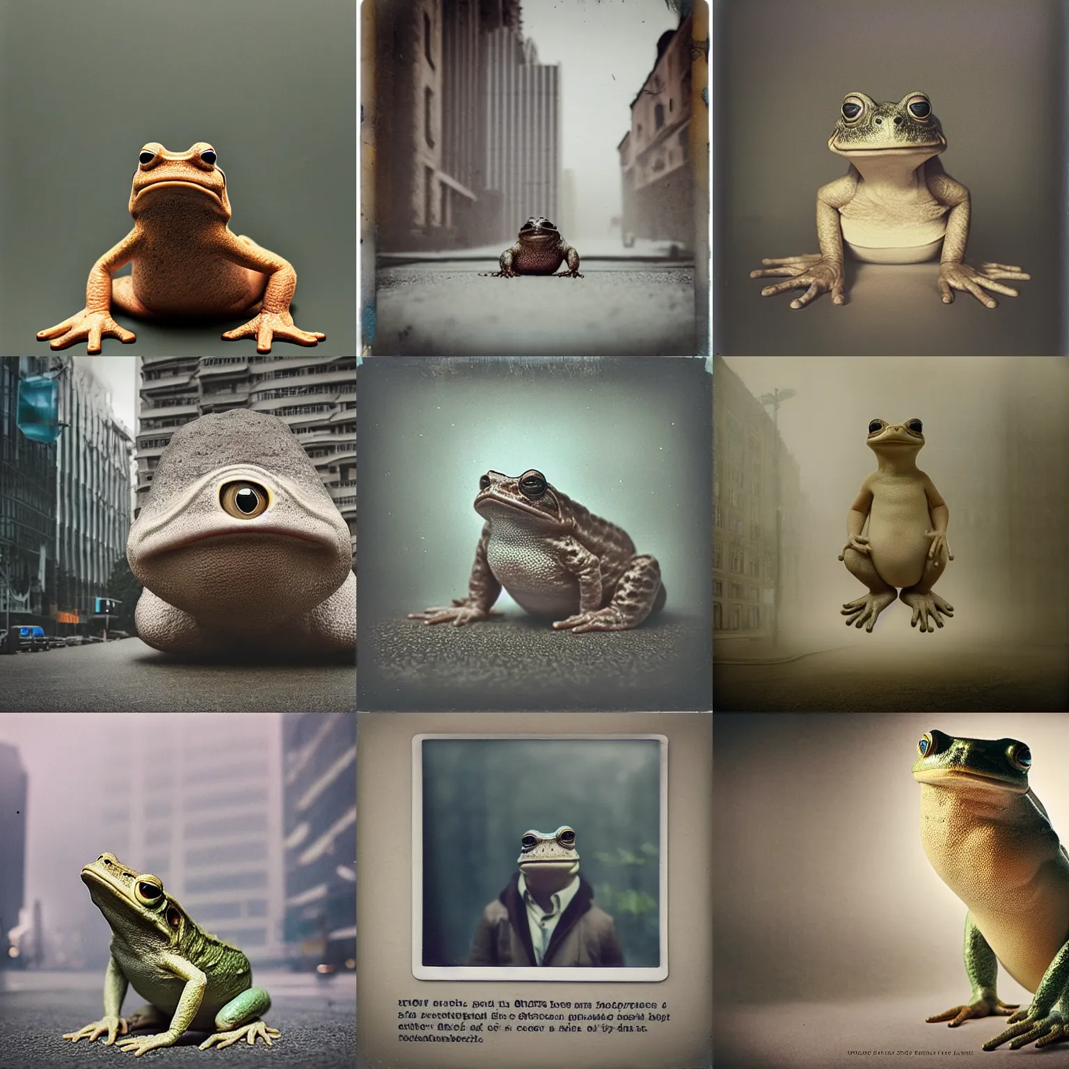 Prompt: natural very realistic giant hypnotoad, in moscow centre, Polaroid photo, vintage , neutral dull colors, soft lights, foggy mist , by oleg oprisco , by thomas peschak, by discovery channel, by victor enrich , by gregory crewdson