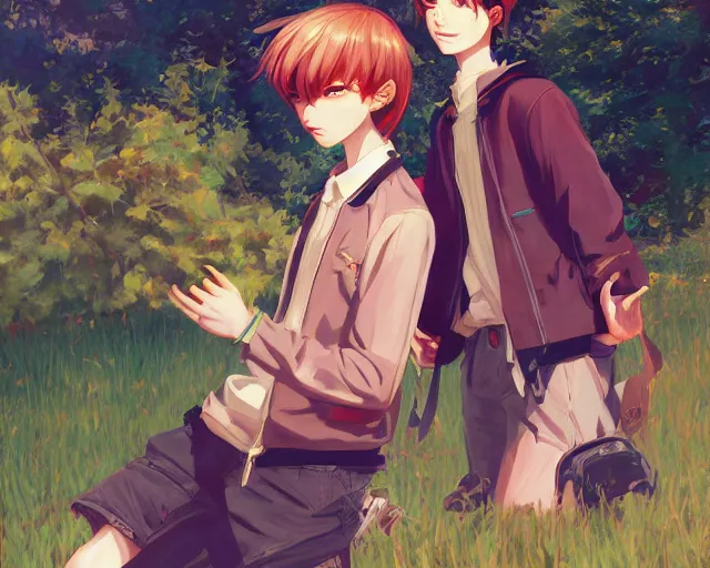 prompthunt: boy's love anime high school classroom scene spring setting,  expert high detail concept art, perfect proportions fine - face, tall  handsome, bold colors, smooth sharp focus, realistic shaded lighting poster  ilya