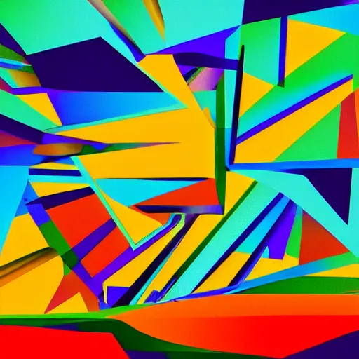 Image similar to a beautiful landscape in a Cubo-Futurism style, digital art