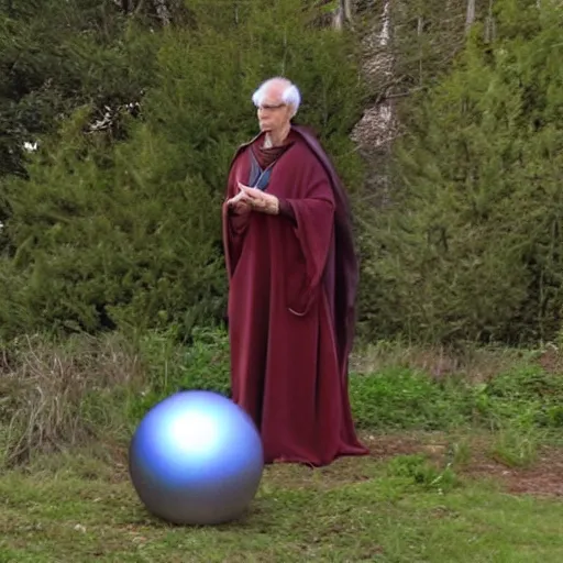 Image similar to Merlin pondering his orb