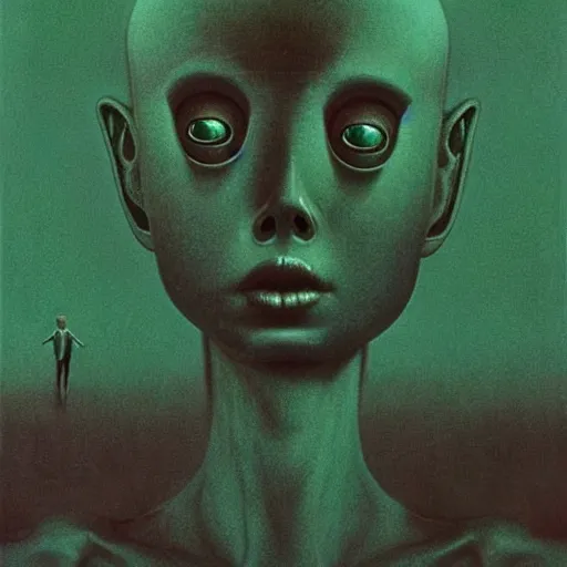 Image similar to gumby ( 1 9 5 3 ) by beksinski and tristan eaton, dark neon trimmed beautiful dystopian digital art