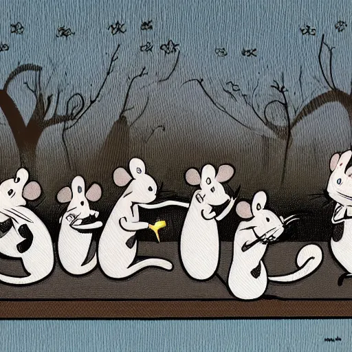 Image similar to a social gathering of gangster mice