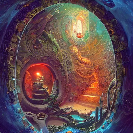 Image similar to highly detailed, intricate beautifully stunning elemental Kinocorium in the middle of a keyhole portal overlooking the cosmic Succularium by Andrei Riabovitchev, Shaun Tan and Peter Mohrbacher. stunning atmosphere, fiery prismatic nebula