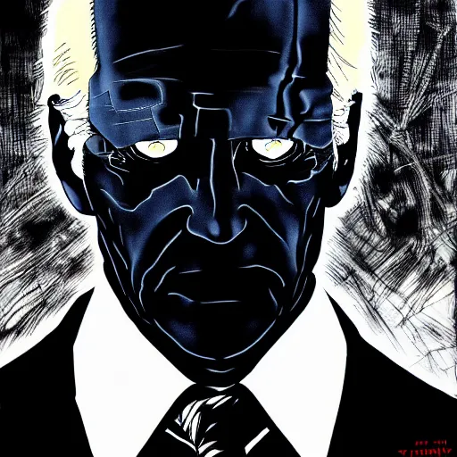 Image similar to Joe Biden looking sinister, by Tsutomu Nihei, highly detailed