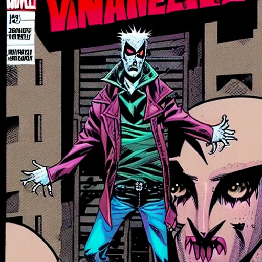 Image similar to amazing comic book art of a punk vampire hiding from the police in a dark alley, comic cover, award - winning, masterpiece, drawn by greg capullo and sean murphy and peach momoko and russell dauterman and ryan ottley