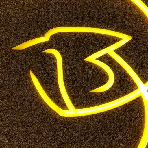 Image similar to crow symbol for an agency logo, glowing yellow, cinematic lighting, cinema 4 d, cinematic, 8 k hd artwork, yellow lighting