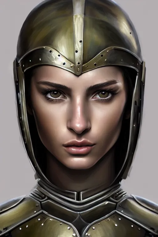 Prompt: a photorealistic painting of an attractive young girl, partially clothed in dull metal-plated battle armor, olive skin, long dark hair, beautiful bone structure, symmetric facial features, perfect eyes, intricate, elegant, slim muscular body, natural physique, digital painting, concept art, finely detailed, illustration, sharp focus, minimal artifacts, from Metal Gear, by Greg Rutkowski, in the style of Ruan Jia and Mandy Jurgens and Artgerm and William-Adolphe Bouguerea, trending on Artstation, award winning