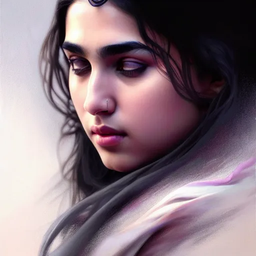 Image similar to Sara Ali Khan , colorful painting on grey scale face, powerful , magic, thunders, dramatic lighting, intricate, wild, highly detailed, digital painting, artstation, concept art, smooth, sharp focus, illustration, art by artgerm and greg rutkowski and alphonse mucha, footage