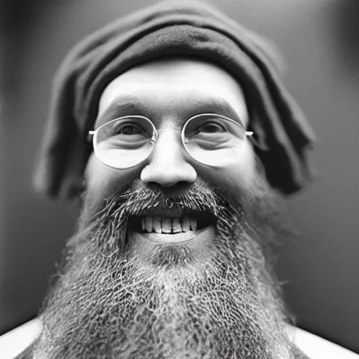 Prompt: happy rasputin as grubhub character realistic texture, depth of field, rolleiflex tlr