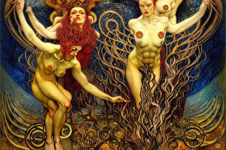 Image similar to Divine Chaos Engine by Karol Bak, Jean Delville, William Blake, Gustav Klimt, and Vincent Van Gogh, symbolist, visionary