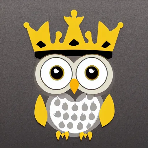 Image similar to owl princess with crown, style of emoji