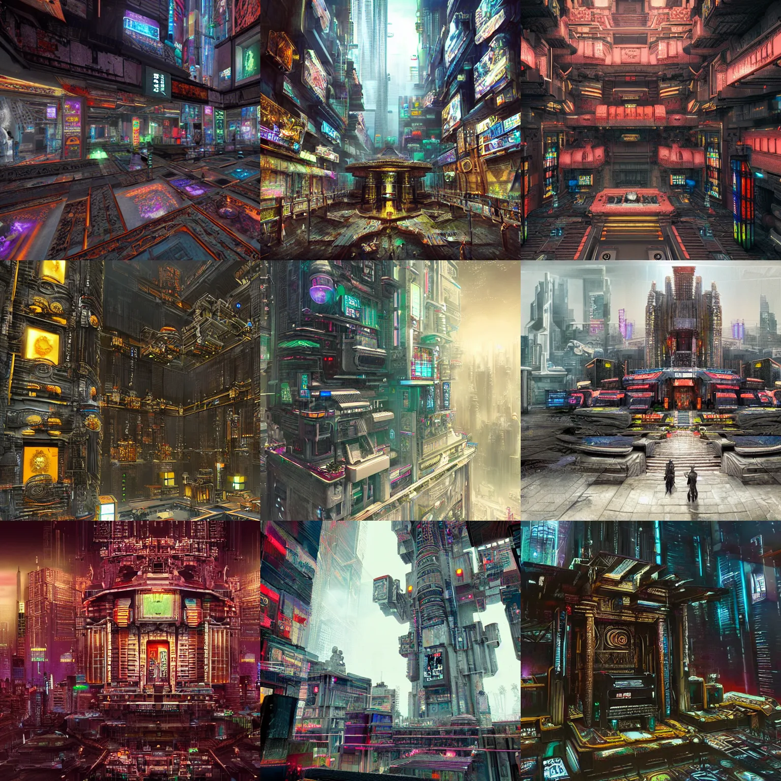 Prompt: the temple to creativity, highly detailed, cyberpunk