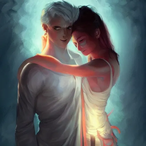 Prompt: both the guy jintu and the girl munmi dies and goes to hell where the god of death grants them a second chance to live on earth for seven days. at the end of one week, they must decide who gets to live ; art by charlie bowater and artgerm