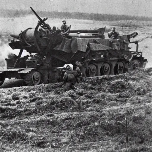 Image similar to a picture of a enormous bear pulling a towed canon behind him, eastern front, ww 2, historical picture