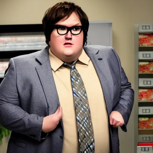 Image similar to clark duke pretending to be brian baumgartner