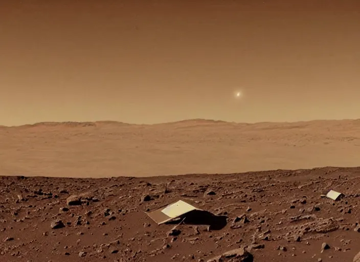 Prompt: first colony on mars, beautiful historic photo