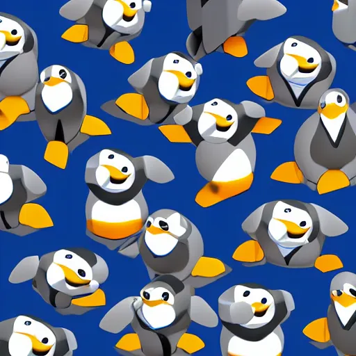 Prompt: fat penguin, 3D Character spritesheet