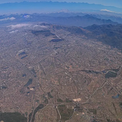 Prompt: satellite photo of santiago de chile and surrounding region, nadir angle