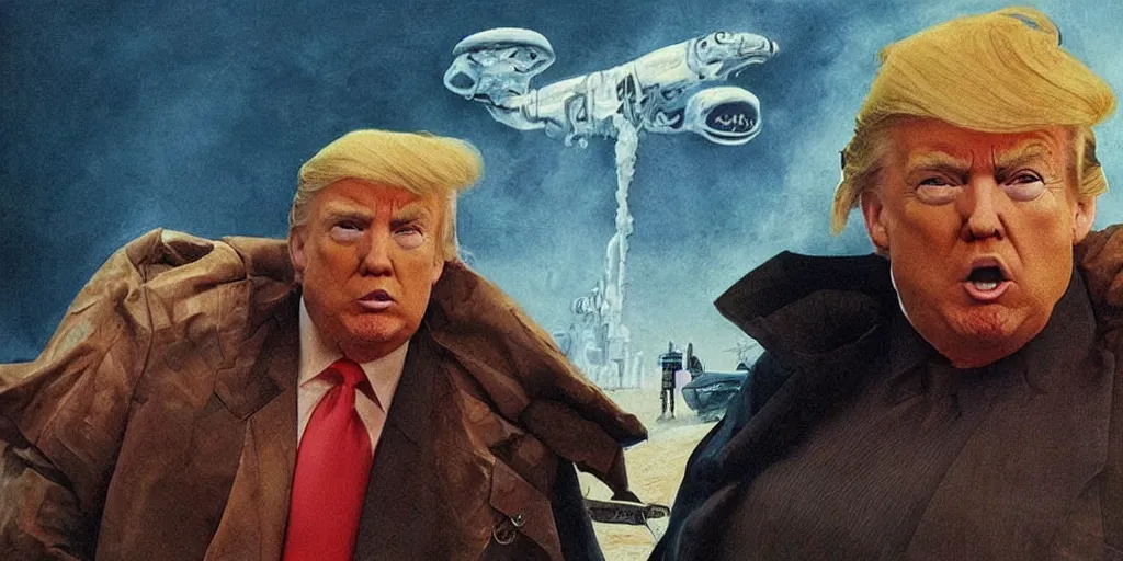 Image similar to donald trump as baron harkonnen in jodorowsky ’ s dune, realistic concept art, chris foss style