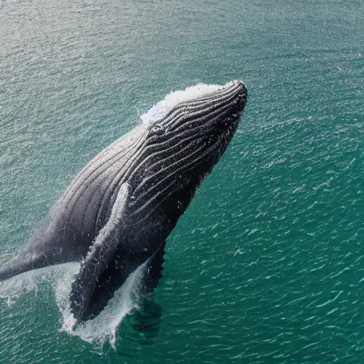 Prompt: drone photography of a humpback whale in a Sea Loch