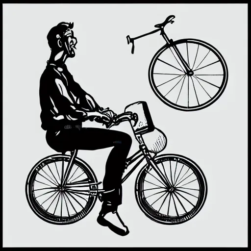 Prompt: man fixing bicycle chain, illustration, in the style of henry rivers