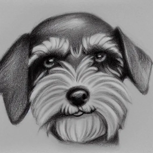 Image similar to milt kahl pencil sketch of happy mini schnauzer