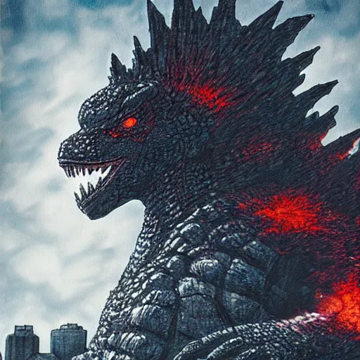 Image similar to Godzilla attacking new york, fantasy art, cinematic, highly detailed, sharp